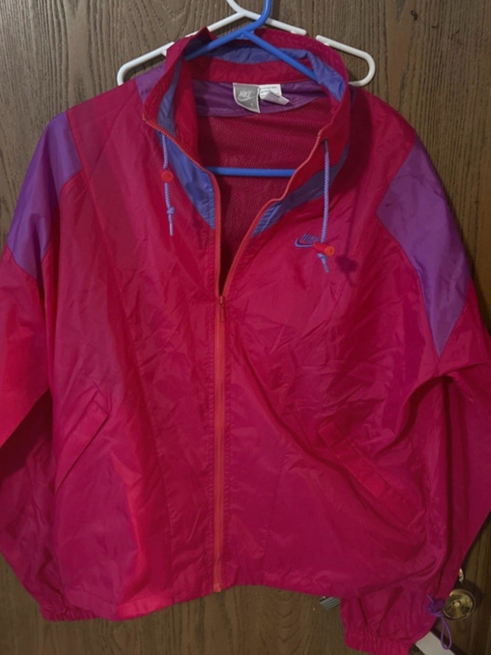 Vintage Nike Women’s Hot Pink and Purple color block Windbreaker Jacket